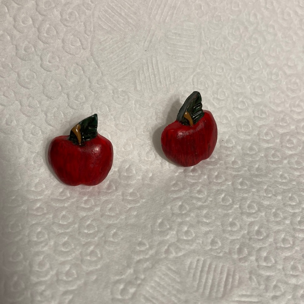Wooden Apple Earrings